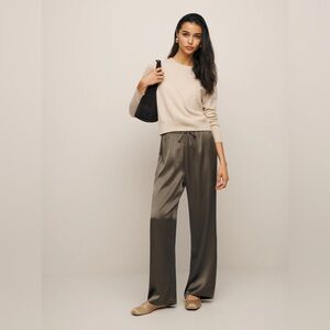 Reformation Olina Silk Pant - Taupe Beige